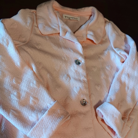 Nannette Baby Dress Coat Bling Buttons Long Baby Pink Hearts Collar Warm - Picture 3 of 7